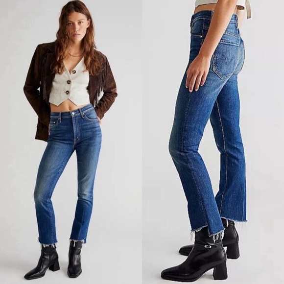 MOTHER Superior The Insider Crop Step Fray Jeans in Bad Reputation Size 26 - Picture 1 of 10